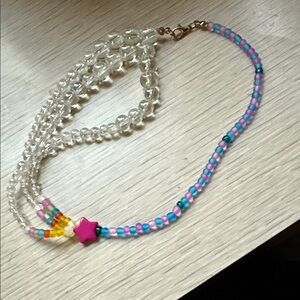 Pink Star Beaded Necklace